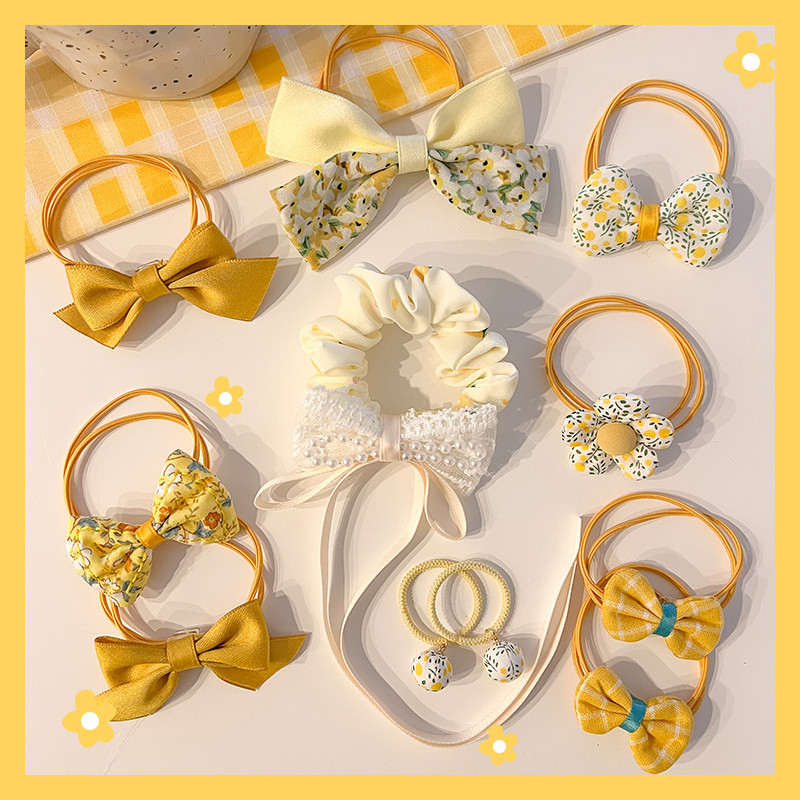 Kleine Blume Bowknot Gummi Haar Band 10-teiliges Set display picture 2