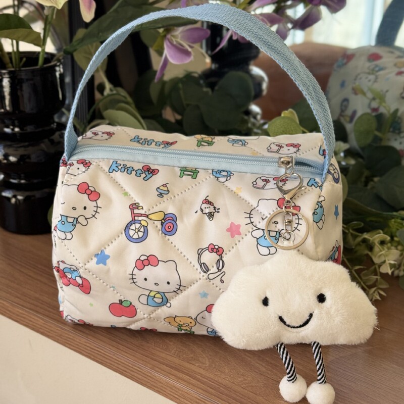 Blue Hello Kitty Large-Capacity Storage Cute Japanese-Style Stain-Resistant High-Value New Year Gift Waterproof Makeup Bag Blue Hello Kitty Large-Capacity Storage Cute Japanese-Style Stain-Resistant High-Value New Year Gift Waterproof Makeup Bag