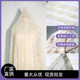 柔软杏色蕾丝diy面料连衣裙服手工花边辅料镂空布艺布料刺绣纱布