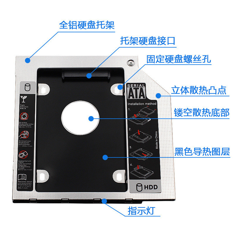 メーカー直送 ハードディスクトレイ ノートパソコン用光学ドライブ位置 SSDハードディスクトレイ SATAハードディスクブラケット|undefined