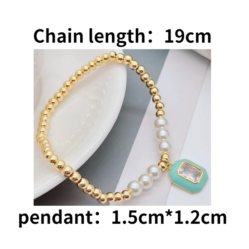 Fashion Cross Imitation Pearl Copper Inlay Artificial Pearls Zircon Bracelets 1 Piece