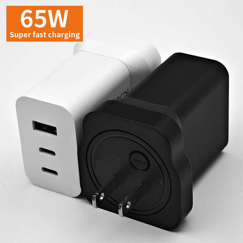 Manufacturer Wholesale 65W Pd Fast Charging Travel Adapter USB C Type 3 Port Wall Travel Charger