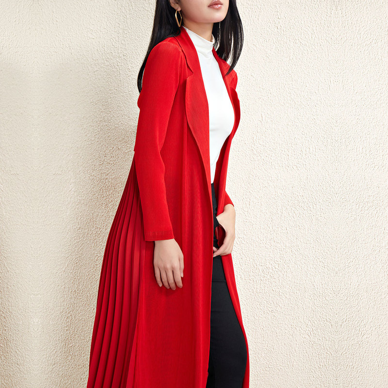 Miyake European and American Style Outwear for Women Spring & Fall 2024 New Pleated Mid-Length Japanese Style Style High-End Elegant Outwear Miyake European and American Style Outwear for Women Spring & Fall 2024 New Pleated Mid-Length Japanese Style Style High-End Elegant Outwear