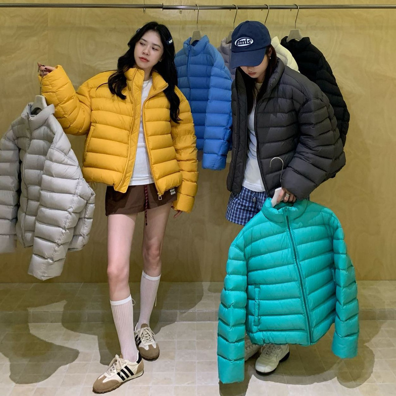 Puff Cloud-Like Ribbed down Jacket for Women 2025 New Loose Stand Collar Super Stylish Short Petite 90 down Coat