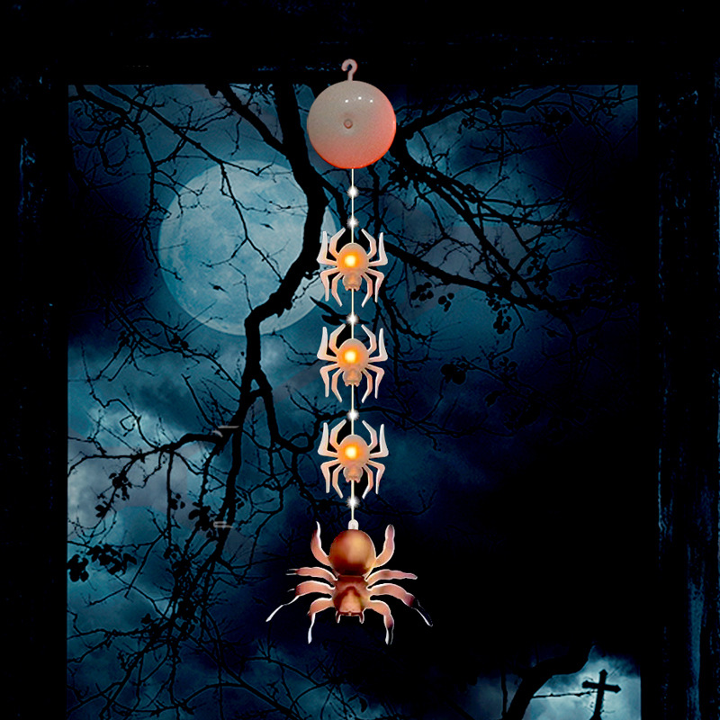 Decoración de Halloween linterna de calabaza bruja murciélago lámpara de ventosa cadena de luz LED atmósfera de fiesta transfronteriza luz de colores luz de ventana