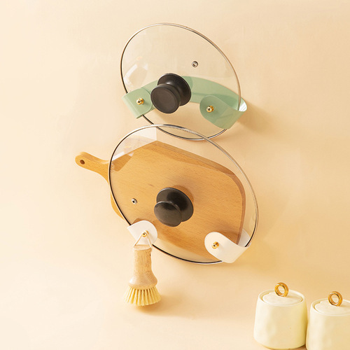 European-style minimalist wall-mounted screw-free pot lid holder kitchen organizer multi-functional home storage rack cutting board stand