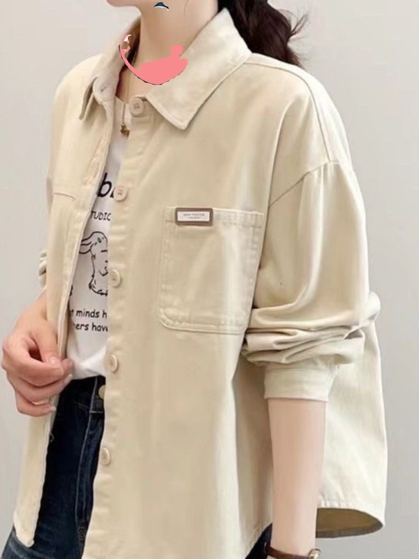 粉色短款外套女2025秋季新款宽松休闲百搭设计感小众衬衫潮|undefined