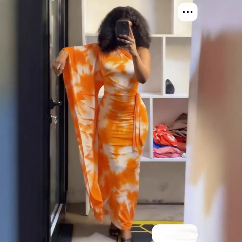 10198 European and American Summer Cross-Border Style Amazon Tie-Dye Personalized Print Sexy Mid-Length Vacation Style Dress 10198 European and American Summer Cross-Border Style Amazon Tie-Dye Personalized Print Sexy Mid-Length Vacation Style Dress