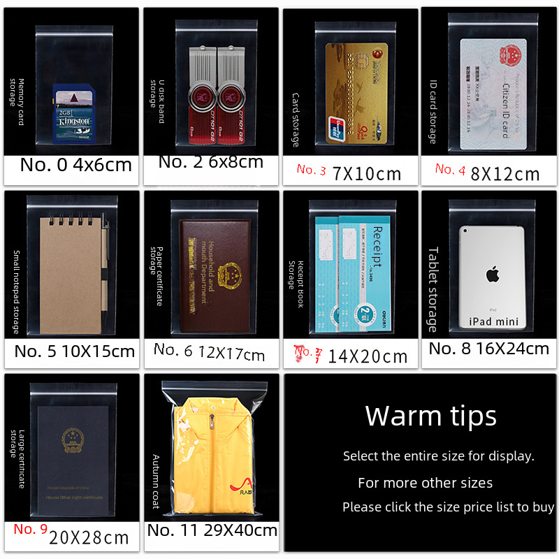 5-micron transparent PE zip-lock bags, small size; casual food storage and portioning bags with sealed closures—wholesale pricing