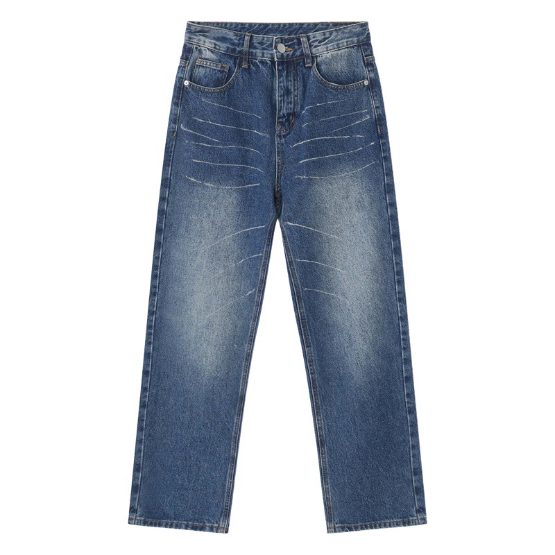 MTLROPA ropa de los hombres | 2023 verano nueva suelta recta retro cero lavado pantalones mezclilla blanca