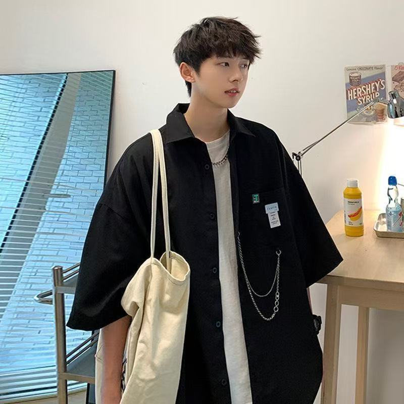 Yc23 black high quality cool silk cotton shirt