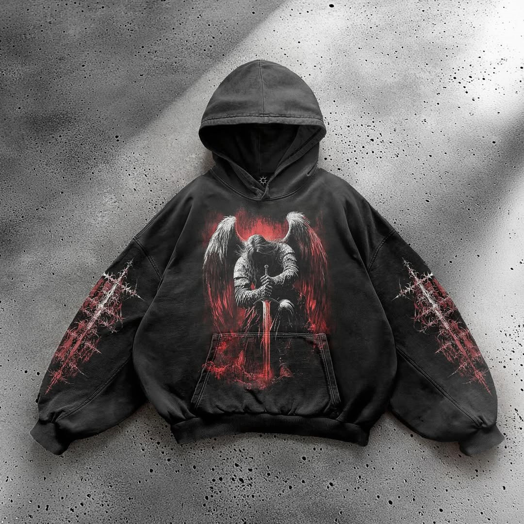Men's Clothing Printed Sweatshirt Long Sleeved Pullover Hoodie Retro Jacket Street Fashion European And American Wholesale_viptrois.com