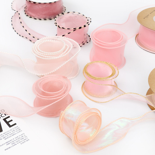 Manufacturer wholesale flower cake packaging ribbon fishtail yarn ribbon bow bouquet lace ribbon decorative snow gauze ribbon