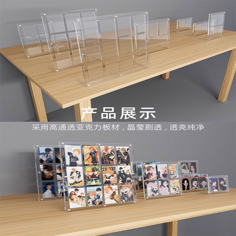Marco de fotos acrílico animado alrededor de tarjetas de fotos de mesa de tarjetas de pantalla de ladrillo de tarjetas transparentes