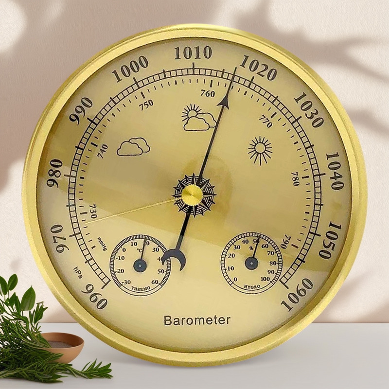 新款指针式气压计130mm三合一气象站温度计湿度计气压计晴雨表