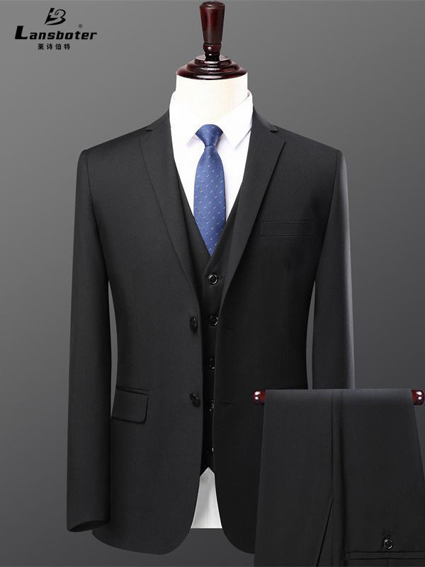 Bộ vest nam hai mảnh dáng ôm, áo vest cổ bẻ phẳng một hàng cúc, lễ phục cưới và đi làm — Bộ áo và quần một cúc màu xanh navy, Bộ đồ hai cúc màu xanh tím than (áo + quần), Bộ đồ hai cúc màu xám (áo + quần), Bộ đồ màu xám một cúc (áo + quần)