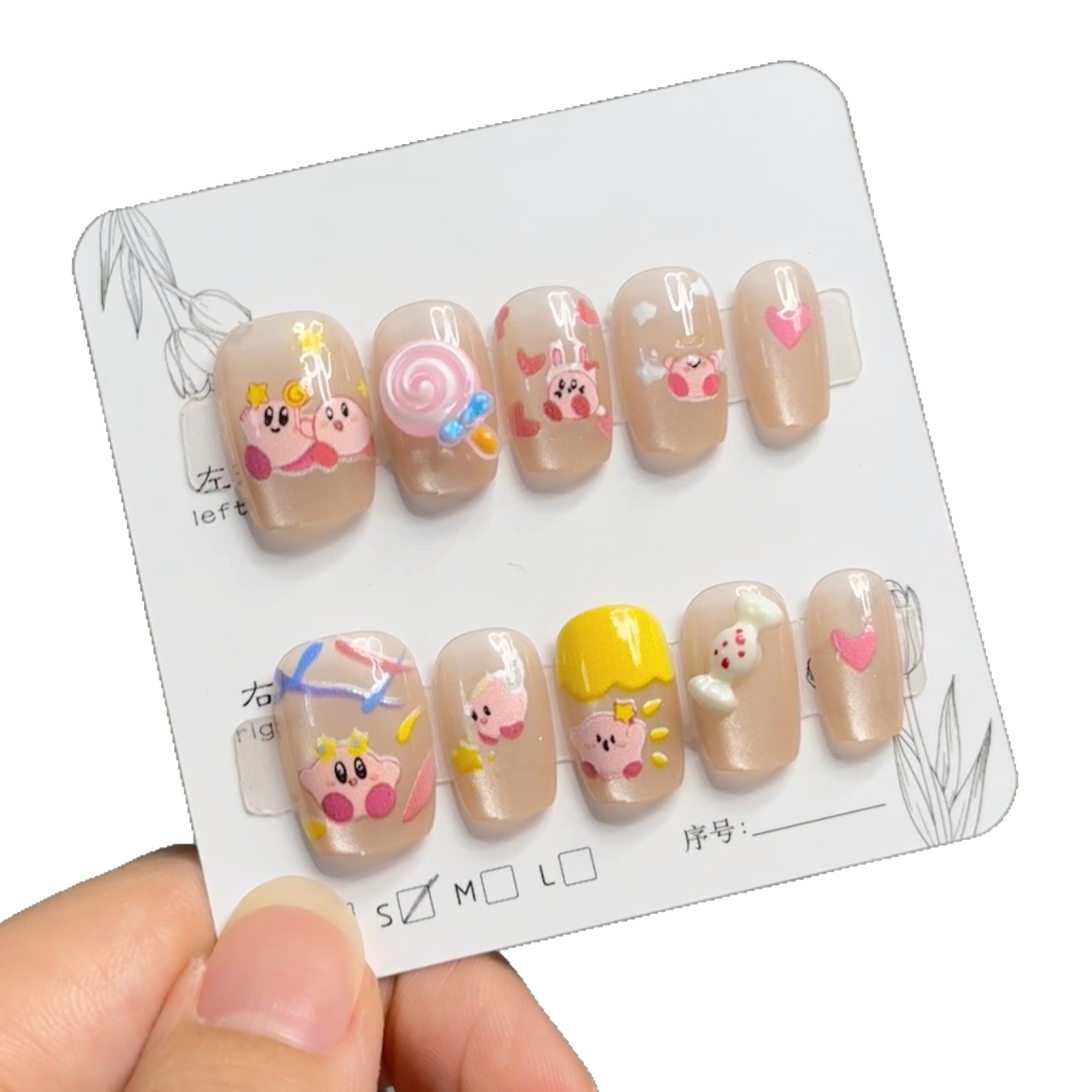 Linda caricatura con armadura, ojo de gato, linda personalidad bidimensional, chica, parche de uñas, parche de uñas, producto terminado