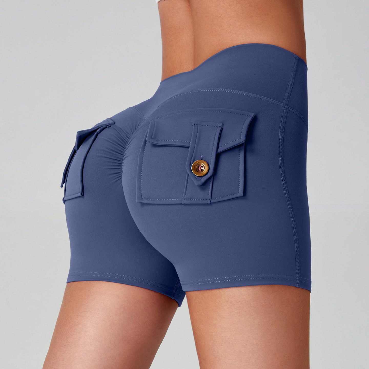 Pantalones cortos apretados transfronterizos, cintura alta, elástica, elevación de cintura, velocidad, secado, carrera, fitness, pantalones calientes