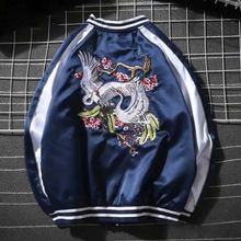 跨境春秋季日系横须贺刺绣外套男女原宿风情侣装修身短款夹克棒球