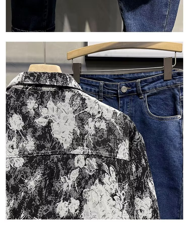 Men's clothing Autumn denim jacket with print personality casual jacket Hong Kong style handsome all match top autumn new jacket_voghion.com