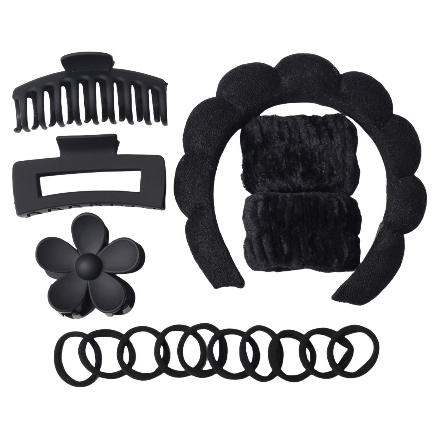 Diadema de nube de giro de esponja transfronteriza, pulsera de lavado de cara, anillo para el cabello de nailon, juego de pinzas de plástico grande, accesorios para el cabello image 19