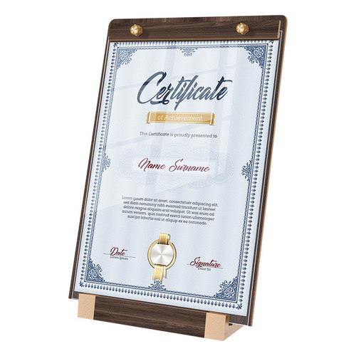 A4 Honor Certificate Frame Solid Wood Certificate Framed Authorization Letter Photo Frame Desk Card Table Card Stand Display Card