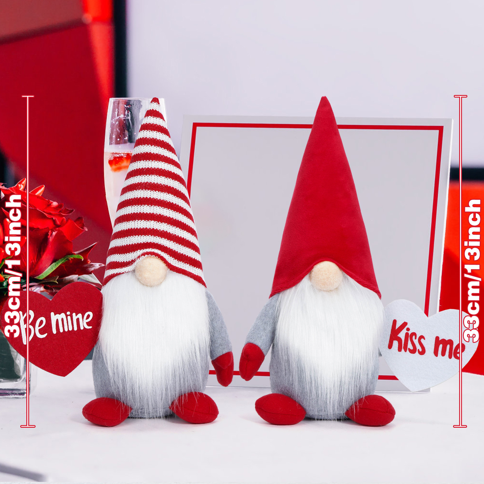 Nuevos productos transfronterizos Día de San Valentín muñeca sin cara rayas rojas amor creativo Rudolph decoración de la atmósfera de vacaciones decoraciones