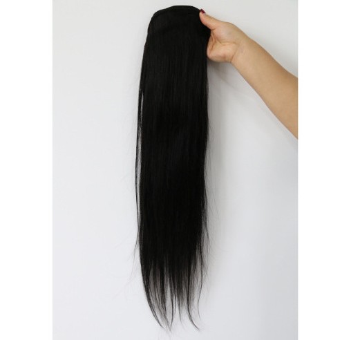 Cabello real de dama cabello recto cabello de cola de caballo cabello de cola de caballo atado de cuerda en stock