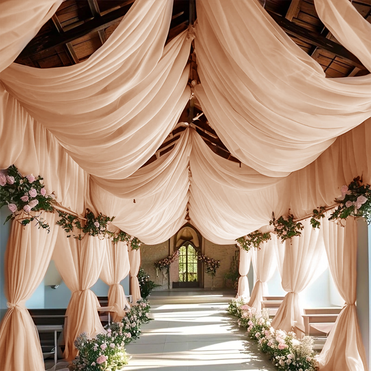 Amazon cross-border nueva pantalla de ventana de malla hexagonal decoración general boda al aire libre tiro malla fondo tela spot