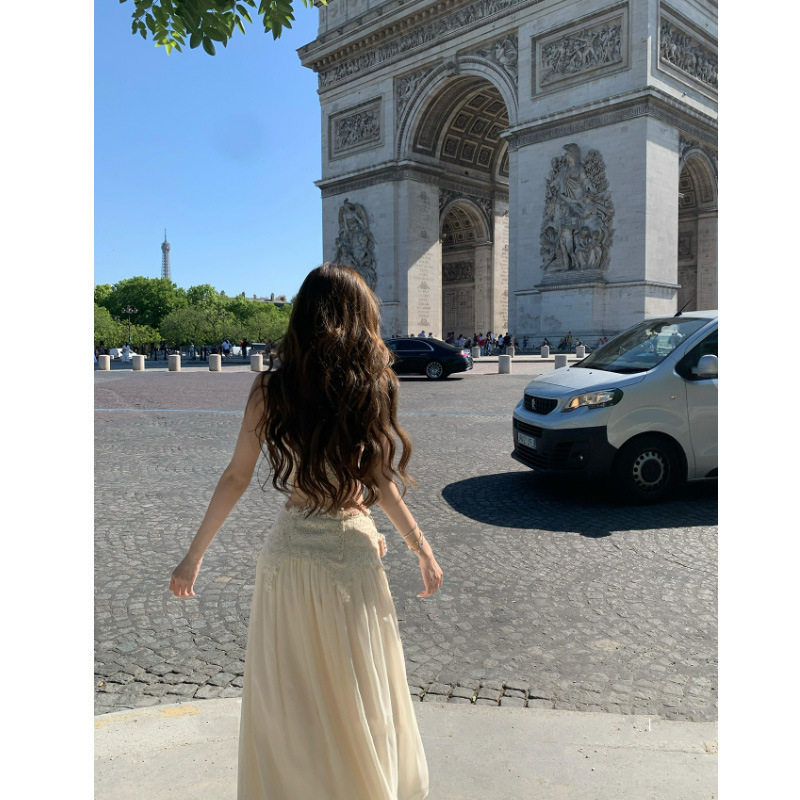 MEIPIN ルーブルパラダイスエレガントで甘くて絶妙なまつげレーストップ + ロングスカートスーツ女性 2025 夏新|undefined
