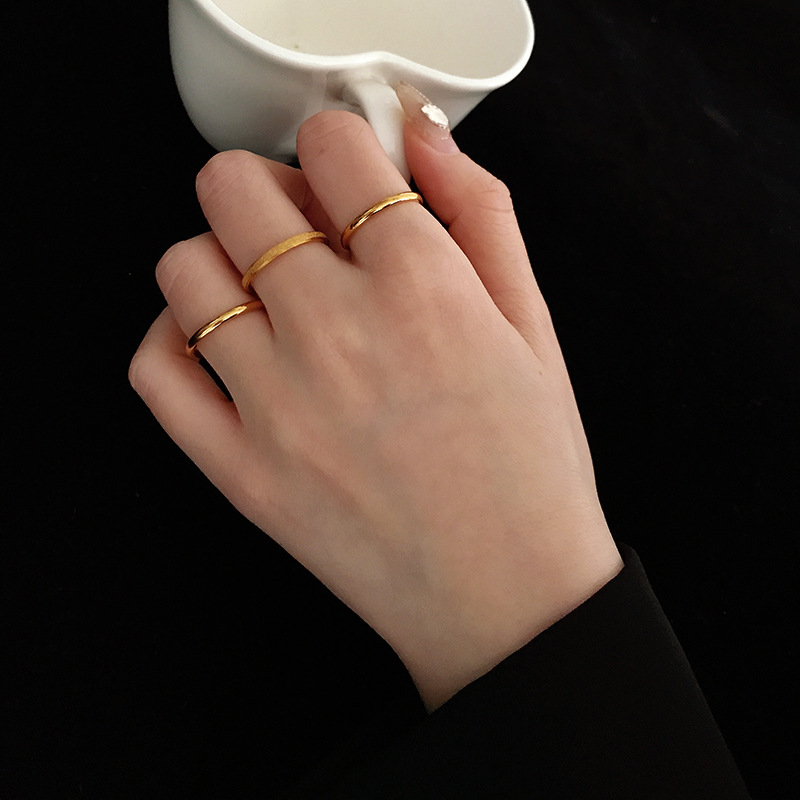 Fashion Titanium Steel Gold Ring Set display picture 3