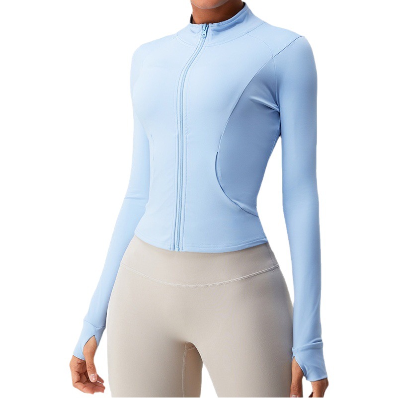 Otoño nueva cremallera chaqueta de yoga mujer desnuda de manga larga ropa de entrenamiento deportes al aire libre ropa de yoga delgada superior