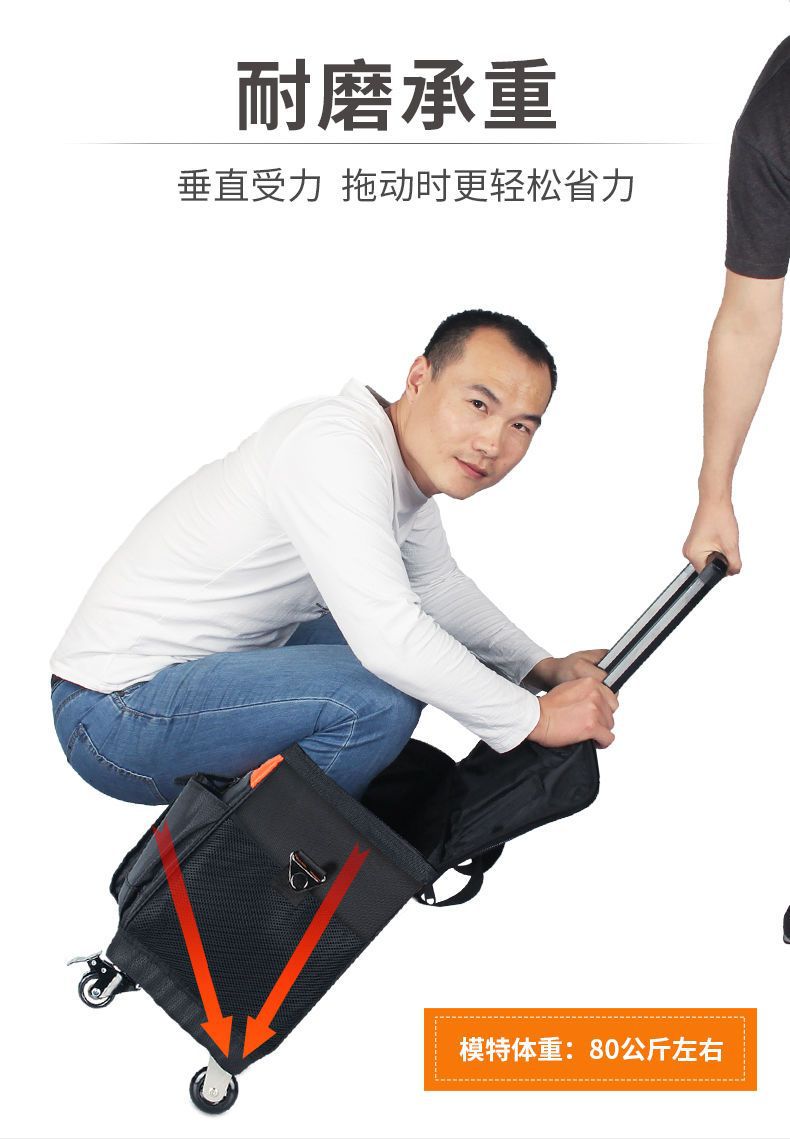 Large Multifunctional Artist's Tool Bag for Decoration and Repair, with Extra-Thick Single Shoulder Strap and Wheels, Trolley-Style Toolbox