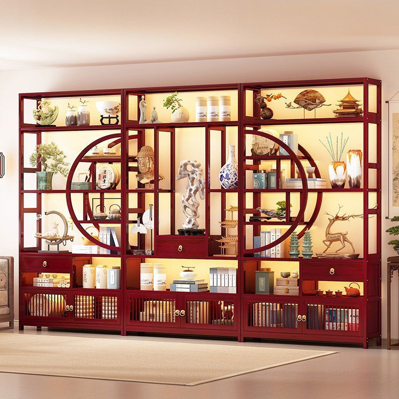 新中式展示柜实木办公室博古架茶具茶叶文玩酒水架摆件置物架加厚