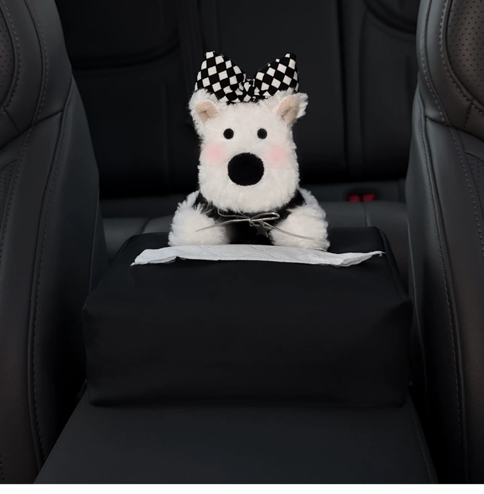 2026 New Model West Highland Car Tissue Box, Car Interior Armrest Box Tissue Holder, Seat-Mounted Car Tissue Bag, Cute