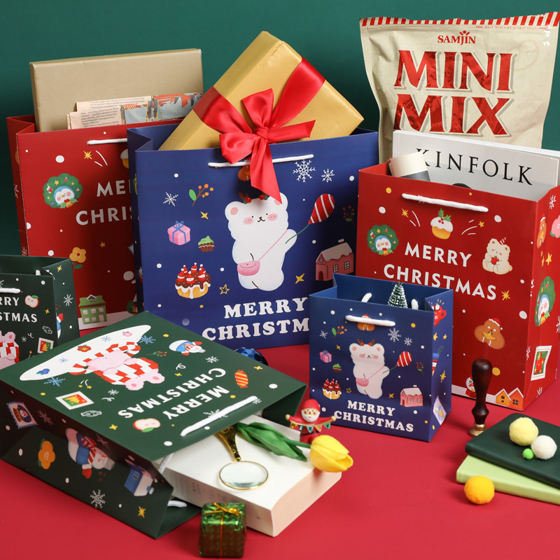 Bolsa de regalo de dibujos animados de Navidad Bolsa de regalo de Navidad de alta gama Nochebuena Apple Candy biscuit snack bolsa de embalaje