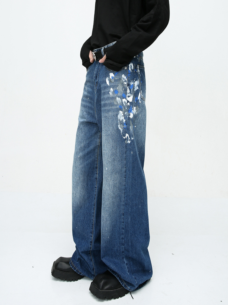 Mtlclothes ropa de Hombre | 2023 otoño diseño sentido nicho High Street hip hop pintura graffiti lavado jeans