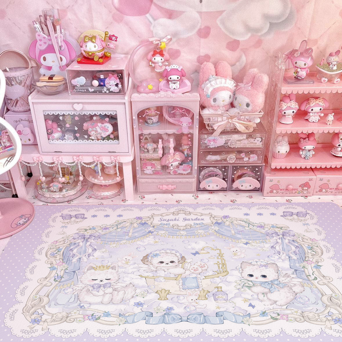 Pink Cartoon Table Mat Waterproof and Dustproof No-Wash Dormitory Cute Bear Amusement Park Oil-Proof Table Mat Dropshipping