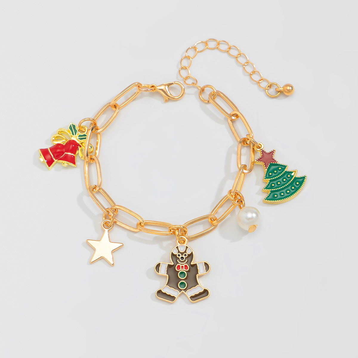 Bijoux de Noël mode cloche arbre de Noël collier lumière luxe style métal clavicule chaîne ensemble_voghion.com