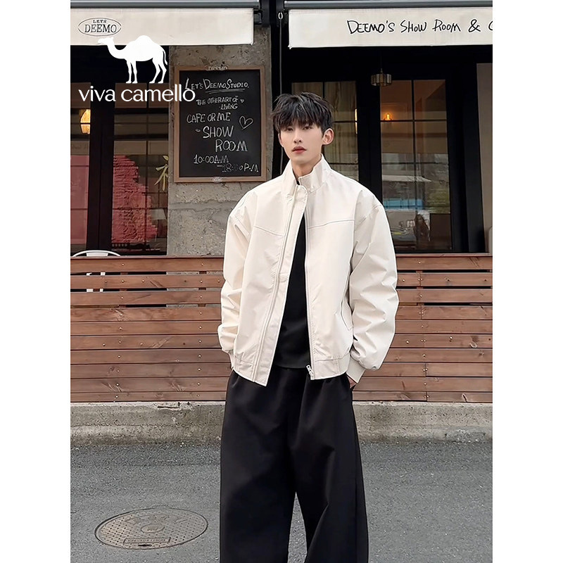 Viva Camello American-Style Pilot Jacket for Men, Spring and Autumn, Cool and Stylish Windproof Short Baseball Jacket with Stand Collar Viva Camello American-Style Pilot Jacket for Men, Spring and Autumn, Cool and Stylish Windproof Short Baseball Jacket with Stand Collar