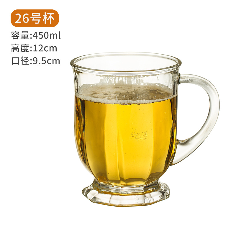 Taza de cerveza comercial de 500ml taza de cerveza grande taza de agua taza de té taza de bar de gran capacidad con taza de vidrio gruesa con mango