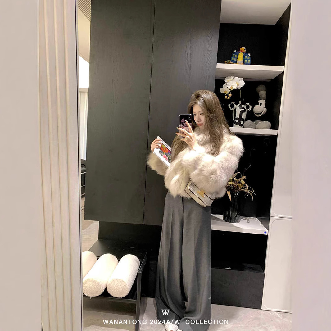 WANTONG 고급 회색 유행 헐렁한 바지 여성 가을 및 겨울 올 매치 캐주얼 바지