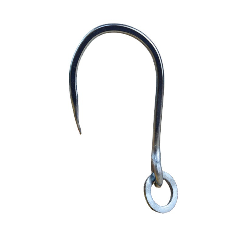 Gancho de hierro de púas doble con anillo, gancho de esturión, anticorrosión y antioxidante azul