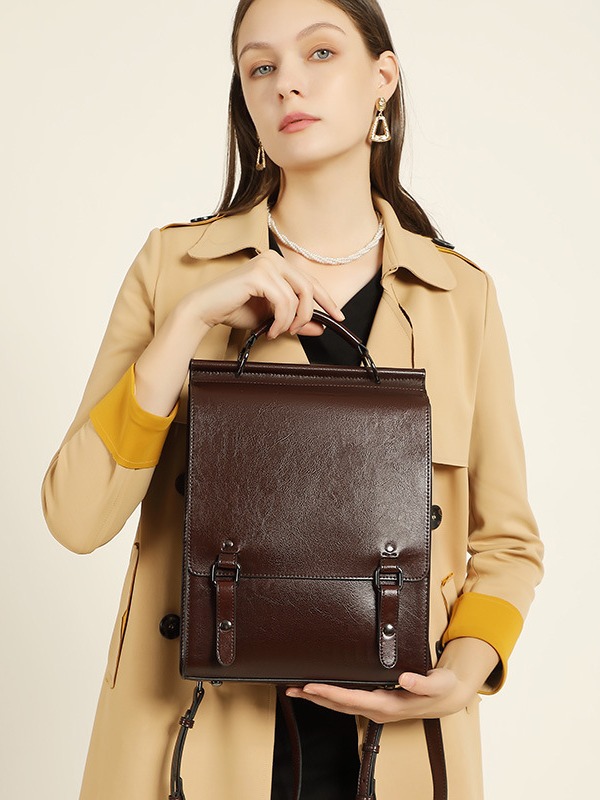 Fashion Glossy Leather Backpack Image 4