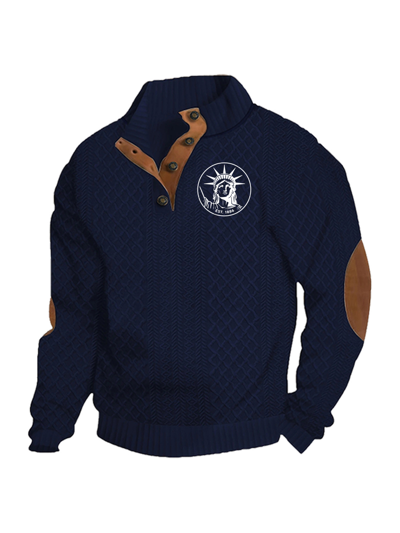 Transfronterizos Amazon otoño invierno caliente tamaño europeo para hombres al aire libre imitación de cuello de manga larga impresa hoodie de tres botones