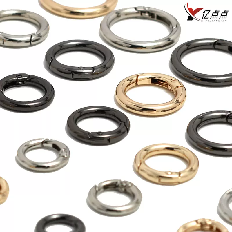 合金弹簧扣批发金属弹簧圈 环扣钥匙扣圆扣 包包服饰箱包五金配件