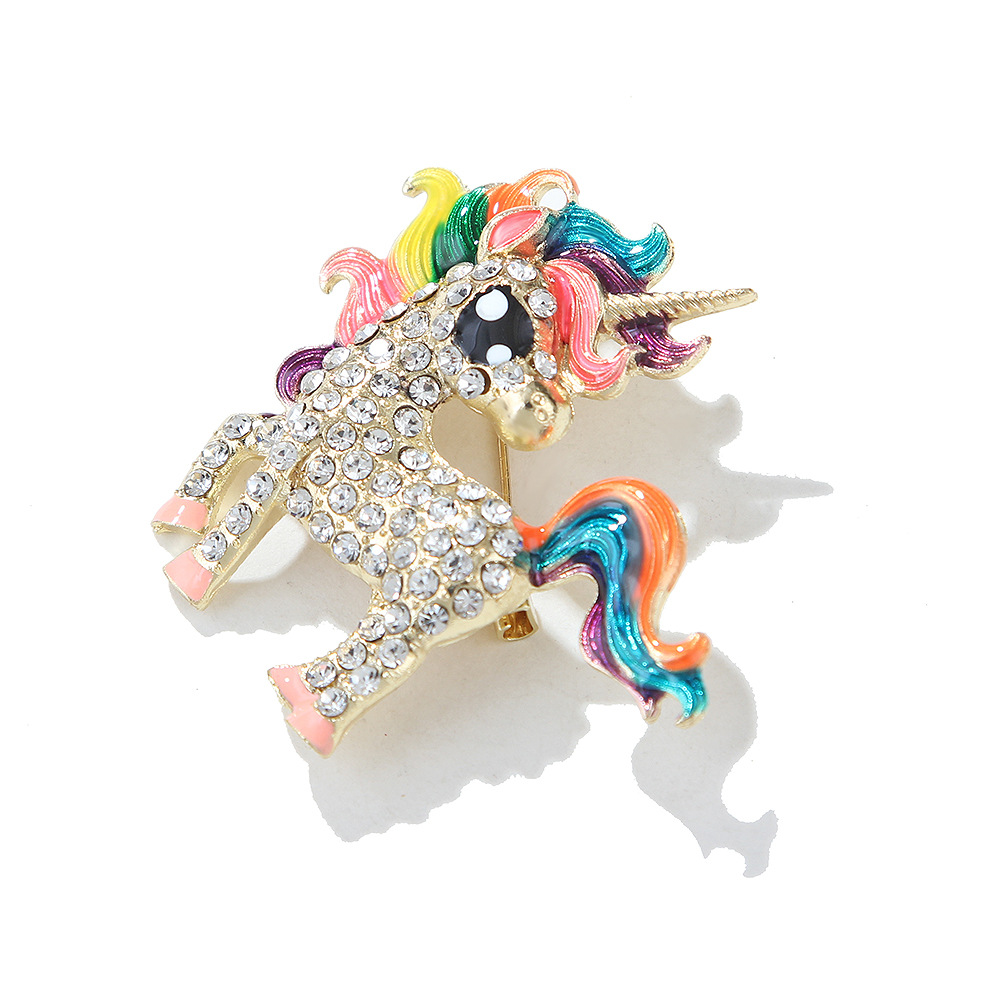 Alloy Material Cute Pin Alloy Enamel Plating Inlay Rhinestones Unisex Brooches