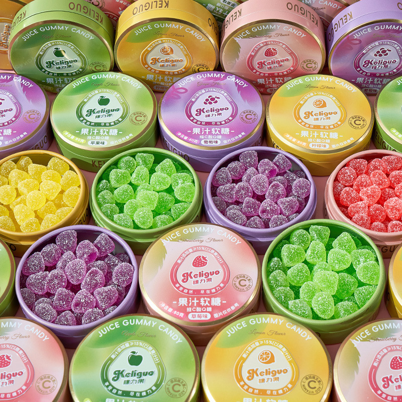 【Over 1800 People Have Combined Orders Within a Week】Keli Guo Vitamin C Juice Sour Candy in a Tin Box, Qq Candy, Sour Gummy Candy