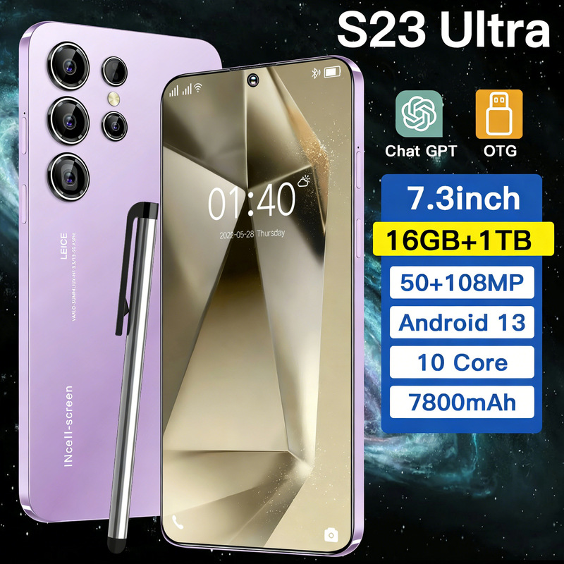 Cross-Border Hot-Selling Model S23 Ultra (2+16g) 6.95-Inch 5g All-In-One Device, New Foreign Trade Smartphone Cross-Border Hot-Selling Model S23 Ultra (2+16g) 6.95-Inch 5g All-In-One Device, New Foreign Trade Smartphone