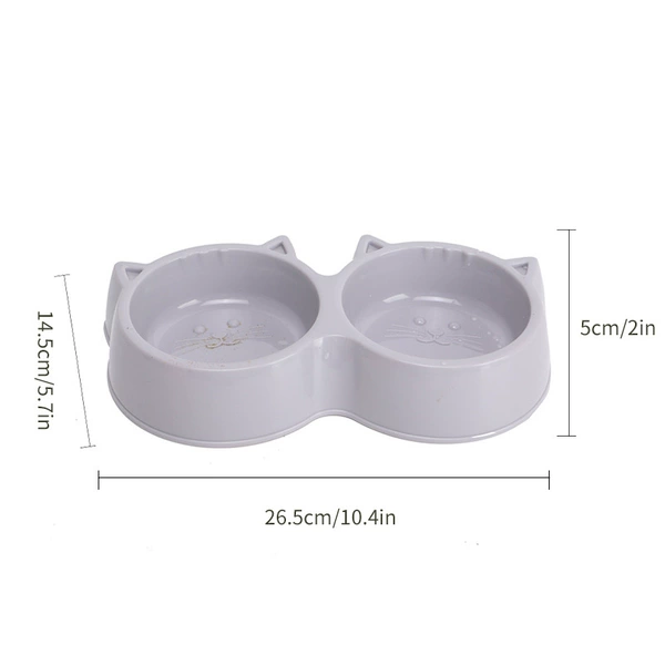 Cat head double bowl + gray
